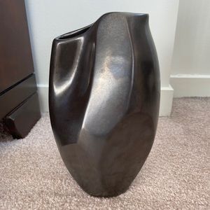 West Elm Black Ceramic Pinched Vase